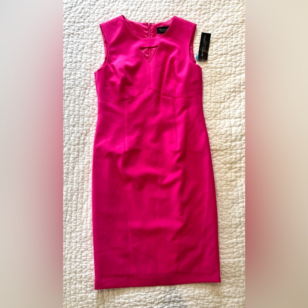 BNWT | Black Label | Evan-Picone | Neon Pink Sheath Dress | Size 8